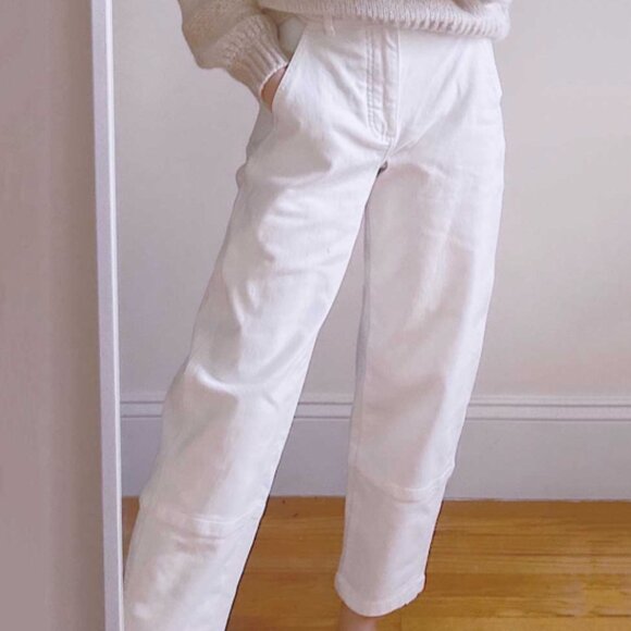 EVERLANE BARREL LEG JEANS IN ECRU CREAM Organic Cotton SIZE 0 $135 - Picture 1 of 7